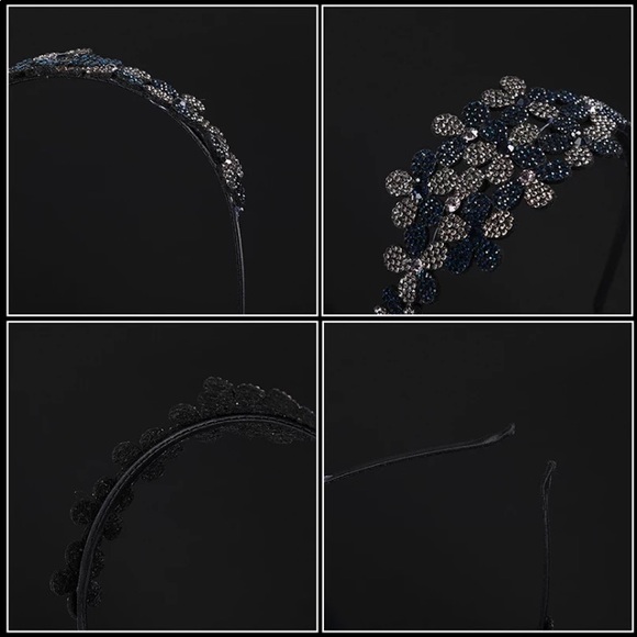 ❤️HANDMADE RHINESTONE AND CRYSTAL DOUBLE FLOWER HAIR BAND❤️$15 EACH OR 2 FOR $25 - Picture 2 of 2